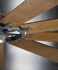 Top Shelf Large Ceiling Fan With Classic Americana Vibes And A Real Deal Heavy Duty Steel Build Featuring A Sharp Distressed Black Finish and smooth blades.
