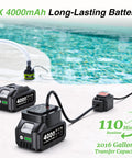 Cordless Submersible Water Pump With Brushless Motor Handy Battery Powered Sump Pump Kit Includes 2x4000mAh Batteries And Hose