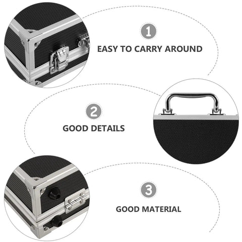 Close-up of Lockable Aluminum Alloy Toolbox With Ergonomic Handle showing durable latches and comfort grip for easy transport.
