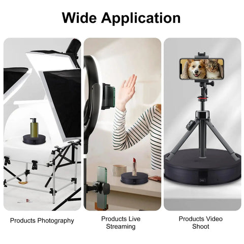 Wide application of Smooth Mingzhe Motorized Rotate Display Stand With Led Lighting And Remote For Photo Shoots in photography, streaming, and video.