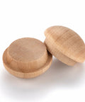 Real Deal Birch Button Top Screw Hole Plugs 1/2 Inch 100 Pack Quality Hardwood For Furniture Restorations Shop Projects And Dead Nuts Smooth Wood Finishing Results with two wooden plugs.