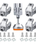 Solid 4 Pack Of 4040 Aluminum Extrusion Profiles T Slot Foot Connectors With Swivel Caster Base and leveling screws with hardware and casters.
