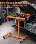 Rock Solid Portable Rolling Work Table With Adjustable Telescoping Post 37.7 To 45 Inches, Tool Tray On Wheels