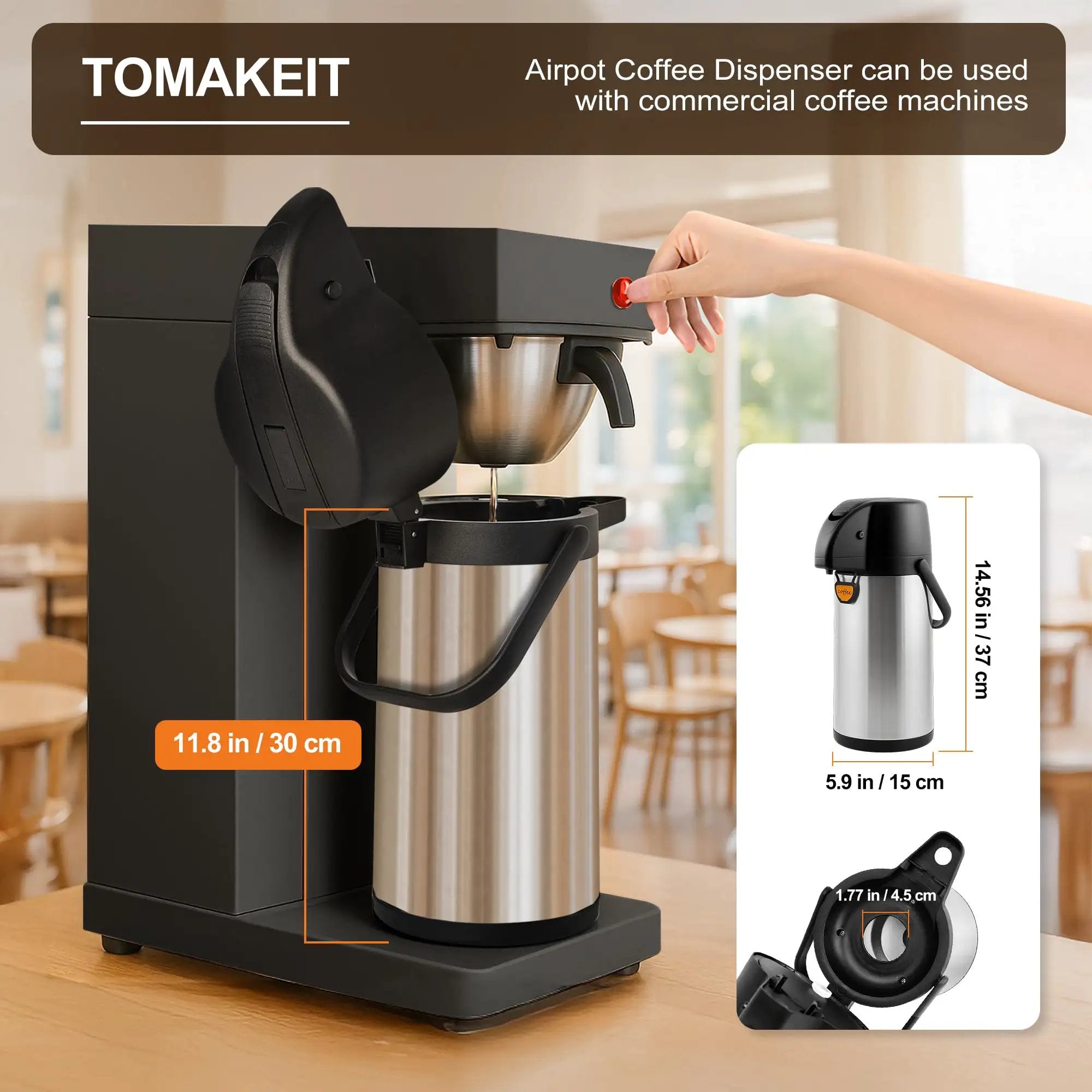Pump Action Airpot Coffee Dispenser 3L Thermal Carafe ✓