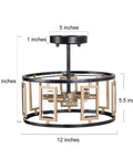 2 Light Modern Semi Flush Mount Ceiling Light With Clear Glass Shade Close To Ceiling Fixture Delivers Bright Ambient Lighting