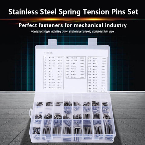 280 Pieces Roll Pin Set M1.5 M2 M2.5 M3 M4 M5 M6 M8 Stainless Steel With Box Slotted Spring Pins Assortment Kit Dowel Pins Tension Pins