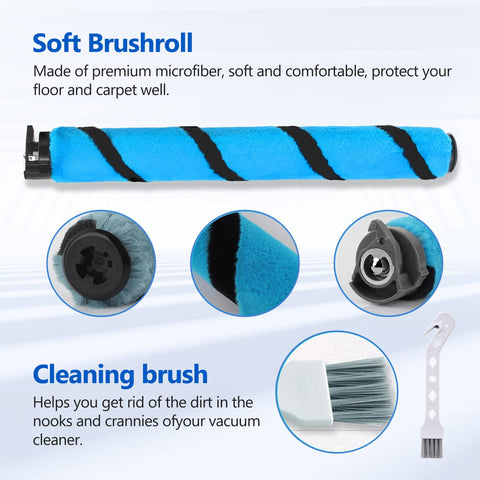 Soft Brush Roll Replacement And Filter Kit For Vertex DuoClean PowerFin Upright Vacuum AZ2002 AZ2000 AZ2000W with cleaning tool