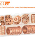 Copper Washers Kit 150Pcs 8 Sizes Metric Sealing Flat Washers Set for Plumbing and Auto in storage case