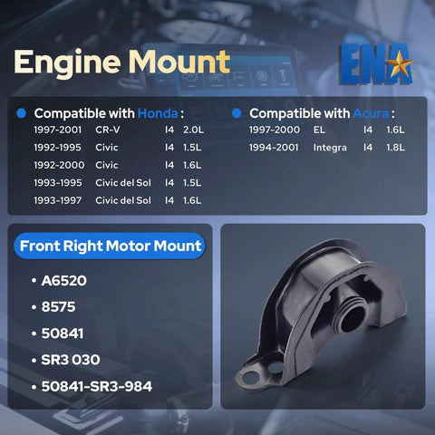 Heavy Duty Front Right Engine Motor Mount For Honda Acura El Integra Civic Crv 1994 To 2001 Shop Grade damping bracket detail.