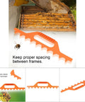 Plastic Frame Spacing Tool For Beekeeping, 1 Pack Beehive Frame Spacer To Precisely Set Nine Frames In A Ten Frame Box, shown against hive background.