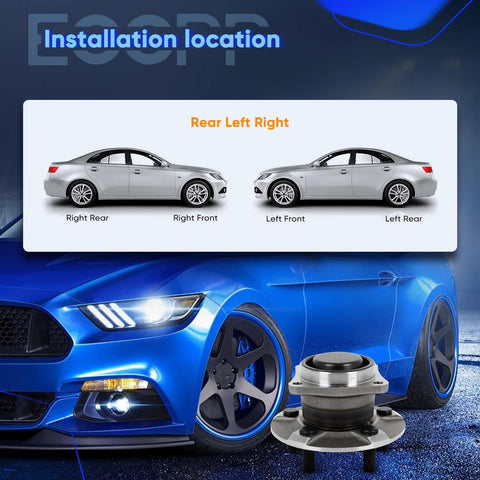 Image showing installation locations for Rear Wheel Hub Bearing Assembly 5 Lug Drop In Replacement For Pontiac Vibe 2003-2008, Toyota Celica.