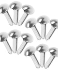 Close-up of silver split pins from 100 Piece Doll Joints Puppet Craft Kit For Kids And Grownups Scrapbook Fasteners And Split Pins For DIY Projects.