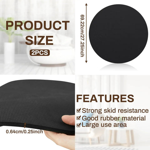 Product details and features of Two Pack 27.25 Inch Round Non Skid Rubber Furniture Pads For Recliners And Swivel Chairs Anti Slip
