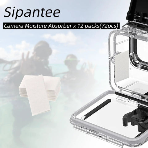 Anti Fog Inserts for Action Cameras Case Inserts in open camera case with defogger pad strips and cleaning cloth visible.