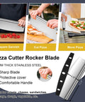 Pizza Cutter Rocker Blade with long painted handle, stainless steel blade 0.6mm thick, protective cover included