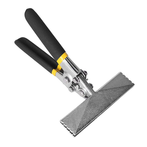 Workhorse Heavy Duty Hand Seamer Pliers For Sheet Metal And Conduit Bending with non-slip handles shown in angled view