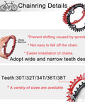 Mountain Bike Crankset 104 BCD Hollow Integrated 170mm Arm With Narrow Wide Chainring Options 30T 32T 34T 36T 38T Lightweight About 550g showing 30T-38T chainring teeth