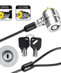 Secure 6 Foot Cut Resistant Laptop Lock Cable With 360 Degree Rotating Lock For 7x3mm Wedge Slot Laptops, shown with keys