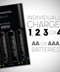 Slick Dope High Capacity NiMH Rechargeable Battery Pack With Fast Lane Smart Station charging four Eneloop Pro AA batteries.