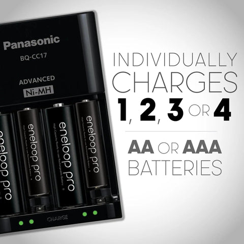 Slick Dope High Capacity NiMH Rechargeable Battery Pack With Fast Lane Smart Station charging four Eneloop Pro AA batteries.