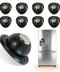 Heavy Duty Self Adhesive Furniture Casters 8 Pack Stick On Swivel Wheels With Killer Strength Adhesive For Smooth As Butter Movement Storage Bins Cabinets And Shelves No Drill Quick Swap Install displayed with refrigerator.