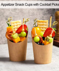 Charcuterie Cups Kit Party Ready With 60 Disposable Cups 200 Bamboo Cocktail Sticks 60 Kraft Paper Bags 14 Oz Brown Snack Boxes
