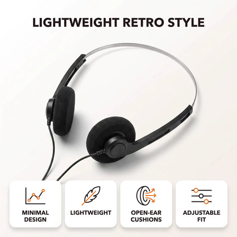 Retro On Ear Wired Headphones Two Pack Featuring Lightweight Portable Comfort And Smooth Adjustable Headband Serving Up Punchy Stereo Clarity For Daily Drives Or Nostalgic Vibes.