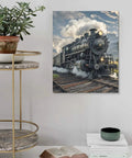 Steam Locomotive Train Poster Canvas Wall Art For Living Room And Bedroom, Cotton And Linen Hanging Picture on wall