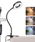 Clip On Led Desk Light With 48 LEDs, USB Powered, Three Color Modes And Ten Brightness Levels Per Mode, 360 Degree Flexible Gooseneck