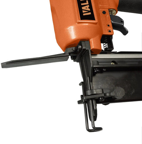Close-up angle of 16 Gauge Pneumatic Finish Nailer For Trim And Molding Projects From Seven Eighths Inch To Two And A Half Inches