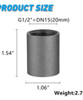 Half Inch Internal Thread Malleable Iron Pipe Couplings For DIY Plumbing, Heavy Duty Black Iron Fittings Pack Of 20 dimensions