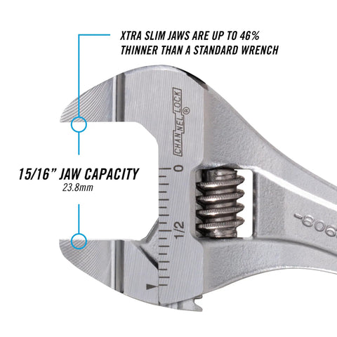 Six Inches Extra Slim Jaw Adjustable Wrench Engineered For Tight Shuts With Snag Free Clearance And Laser Engraved Scales Pro Shop Heavy Duty Tool Built To Handle Tricky Tasks Like A Champ