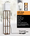 Diagram of Floor Lamp With Shelves Triple Display 63 Inch Tall Space Saving Standing Corner Light With 3 Color Temperature 8W Bulb Wood Brown