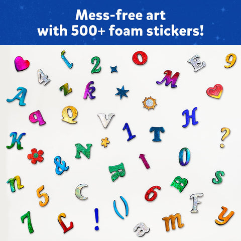 Foil Fun Letter And Number Sticker Set For Mess Free Arts And Crafts Projects, colorful foam stickers on white background