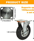8 Inch Heavy Duty Plate Casters Set Of 2 With Locking Brakes For Cart Furniture And Workbench Industrial Quality Wheels