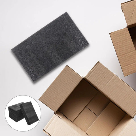 Heavy Duty Black Epe Foam Boards Pack Of 4 Multi Use Foam Inserts For Fast Packing And Shipping Supplies next to a cardboard box