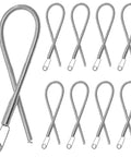 Close-up of 10 metal coils from the Foldable Drawstring Threaders Kit With Latch Hook 20 Pieces DIY Rope Threader Set for repairs and adjustments.