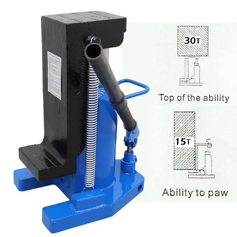 Heavy Duty Air Hydraulic Toe Jack 15 Ton Lift Plus 30 Ton Top Capacity Featuring Beefy Heat Treated Steel with operating handle.