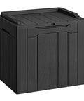 Black 30 Gallon Resin Deck Box Waterproof Outdoor Storage Box For Patio Furniture; sturdy, UV resistant with visible lid and handles.