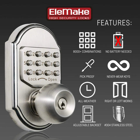 Keyless Entry Door Lock With Deadbolt And Keypad Sabbath Lock Stainless Steel 304 100 Percent Mechanical No Battery Needed