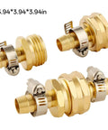 Heavy Duty Garden Hose Repair Kit With 3/4 Inch Brass Male Female Connectors And Stainless Clamps For Quick, Leak Proof Fixes On 1/2 Inch Barb Hoses The Ultimate Fix So You Can Get Your Water Flowing Again Today, brass repair fittings with clamps