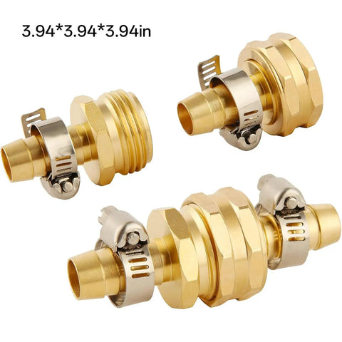 Heavy Duty Garden Hose Repair Kit With 3/4 Inch Brass Male Female Connectors And Stainless Clamps For Quick, Leak Proof Fixes On 1/2 Inch Barb Hoses The Ultimate Fix So You Can Get Your Water Flowing Again Today, brass repair fittings with clamps