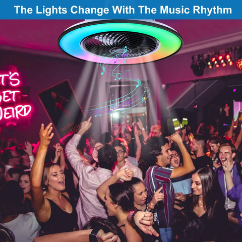 22 Inch RGB Ceiling Fan With Lights And Ambient Festival Glow Built In Speaker Remote And App Control Music Rhythm Mode