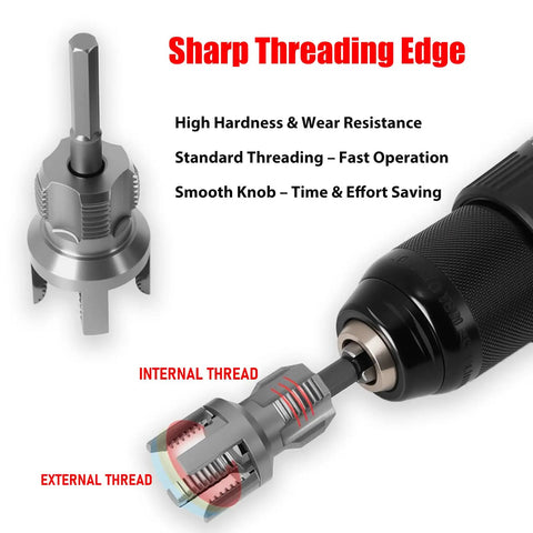 Drill Style PPR Pipe Threader And Reaming Kit For One Half Inch And Three Quarter Inch PVC Pipes With Reaming Bit Set