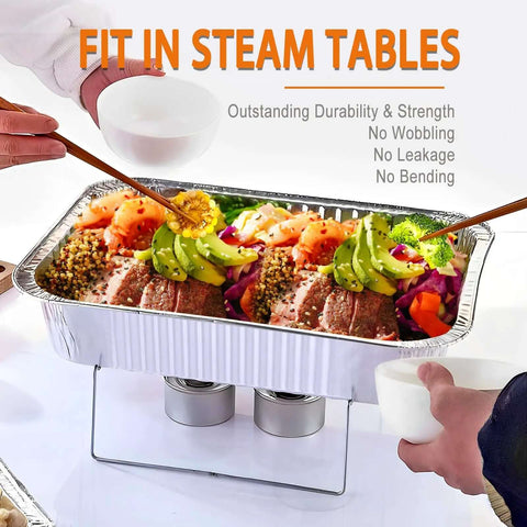 Heavy Duty Foil Pans 9x13 Disposable Deep Steam Table Trays Pack Of 30 for cooking a colorful meal with steam table setup