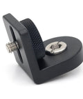 Mini Right Angle L-Shape Bracket Mount Plate Kit With 3/8-16 And 1/4-20 Screws, compact aluminum camera mount with textured grip.