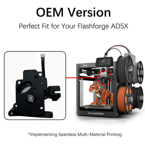 OEM version Upgraded V2 Filament Feeding Assembly For AD5X 3D Printer Direct Drive Extruder Kit, shown with Flashforge AD5X