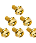 Beefy Titanium Hex Flange Bolts M6 And M8 Set Of Six In Gold Color External Hex Head Screws With Lengths From 10 To 55Mm M6 10 15 20 25 30 35 M8 15 20 25 30 35 40 45 50 55 Grade 5 6Al 4V Titanium Alloy Beefy Fasteners For Bikes And Gear