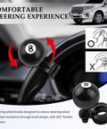 Black 8 Ball Steering Wheel Knob Spinner, 360 Degrees Rotatable One Hand Grip For Easy Backing Up And Quick Turns, Universal Car Accessory.