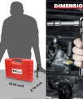 Case of Do-It-All 1/4-Inch Drive Socket Set With Ratchets And Extensions, 74-Piece Master Socket Kit shown next to silhouette for scale.